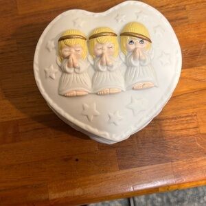Vintage Hallmark Three Little Angels Ceramic Trinket Box